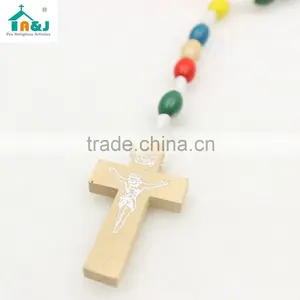 5 Color Wooden Ovel Bead Rosary thumbnail-4