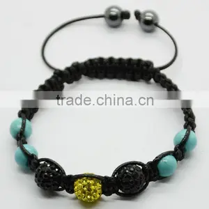 Shamballa Macrame Disco Ball Bracelet With Turquoise Beads thumbnail-1