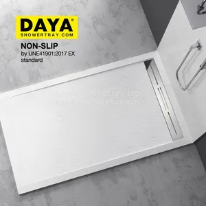 DAYA White/Beige/Grey/Black Marble CE Antislip Rectangle Shower Tray thumbnail-1