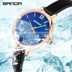 Sanda P1055 Vintage Women Quartz Wristwatch Set Stainless Steel Mesh Analog Simple Design Western Watches Ladies thumbnail-5