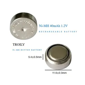 TROILY 1.2V40mAh NIMH Button Rechargeable Battery for LED Solar Auto Tail Light thumbnail-1