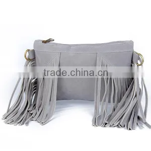 Fashion Fringe Suede Leather Clutch Bag For Girls Magazine Clutch Bag With Tassels thumbnail-3