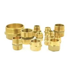 Brass Coupling Hex Nipple Adaptor Socket Bushing Plumbing Pipe Fitting thumbnail-1