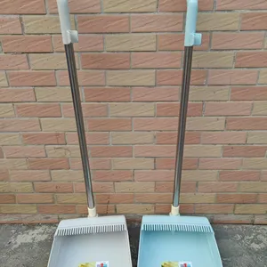 Plastic Dustpan Sets With Broom and Plastic Toilet Brush Manufacturer With Wood Handle Foldable Style thumbnail-4