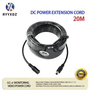 DC Male and Female 12V Router Camera Adapter LED Light Strip Car Equipment Power Extension Cable 20-meter Plug thumbnail-1