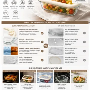Premium Borosilicate Glass Food Storage Container Set With Tempered Glass Lid Silicone Seal Microwave Freezer Oven Safe Meal Prep BPA Free thumbnail-2