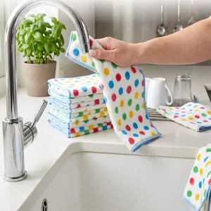 Soft Printed Microfiber Kitchen Towels - Absorbent Spot-Design Dish Cloths for Daily Cleaning thumbnail-1