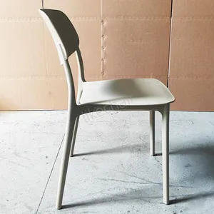 Modern Nordic Design Stackable Gray Plastic Restaurant Cafe Chair thumbnail-3
