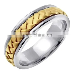 7mm 14K Two Tone Woven Handmade Band thumbnail-1