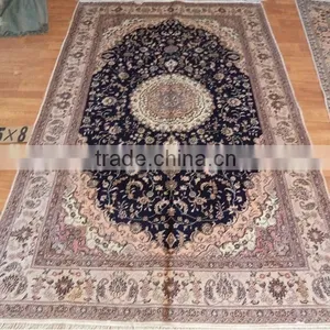 5'x8' Grey Background Persian Carpet Double Knots Handmade Cotton Carpet thumbnail-1