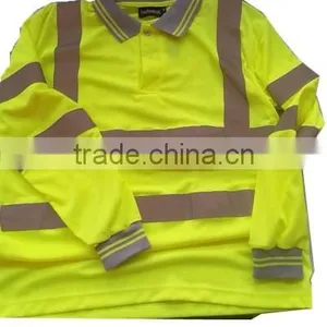 Yellow Long Sleeve hi Visibility Reflective Polo T-shirt thumbnail-1