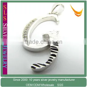 Unique G Charm Pendant With CZ Stone thumbnail-1