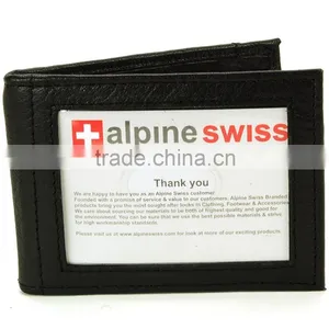 New Black Mens Promotion Bifold Genuine Leather Money Clip Wallet thumbnail-6