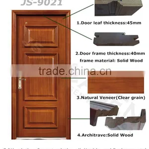 European Style Elegant Mutil Panels Entry Wooden Door With 100% Solid Wood thumbnail-4
