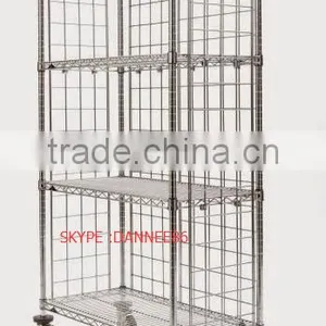 Three Sided 4 Shelf Cart 18"D x 36"W x 69"High With Rods and Tabs thumbnail-2