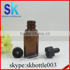 30ml Amber Round Boston Glass Bottle With Glass Pipette Bottle thumbnail-3