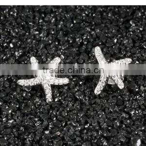 Professional China Supplier Zircon Rhodium Plated Starfish Earring thumbnail-3