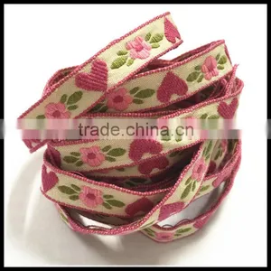 Pink Heart Printed Embroidery Ribbon Manufacturing in Dongguan for Decoration thumbnail-3