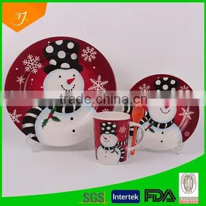 Ceramic Dinner Set With Snowman Design, Christmas Dinnerware thumbnail-1