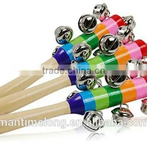 Baby Rainbow Toy Kid Pram Crib Handle Wooden Activity Bell Stick Shaker Rattle thumbnail-1