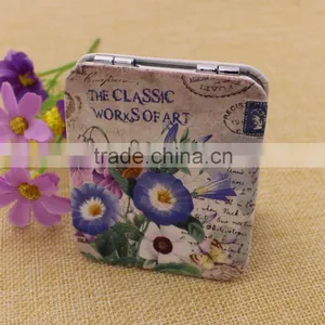 Delicate PU Mirror Pocket/flowers Leather Pocket Mirror/ Cute Cosmetic Mirror Custom Supplier's Choice thumbnail-1