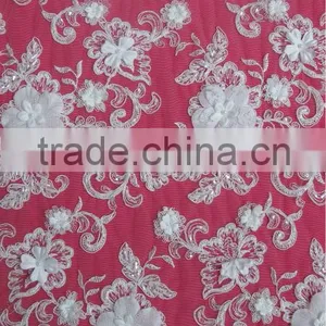 54' Width Beaded Lace Fabric Ivory Cording thumbnail-1
