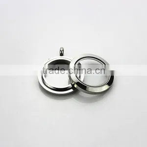 316L Stainless Steel Screw Sliver Plain 25mm Floating Glass Lockets Pendant thumbnail-2