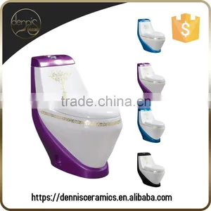 Dennis 2036a Colorful Floor Mounted New Model Gold Color Toilet thumbnail-6