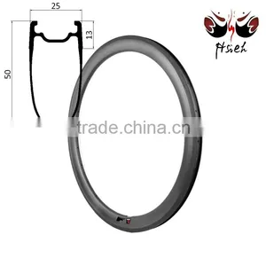 700C 50mm Deep Carbon Rims China Clincher Tubeless, Aero Carbon Rims China 20.5mm / 23mm / 25mm Width Bicycle Rims thumbnail-3
