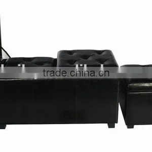 Faux Leather Storage Ottoman thumbnail-1