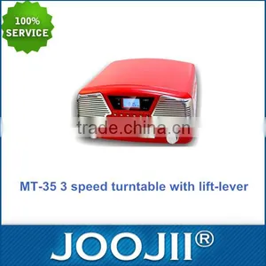Hot Sale Suitcase Shape Turntable Music Vinyl Record Player With PLL Radio, USB, CD Turntable With LCD Display thumbnail-1