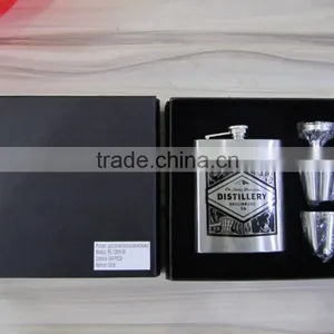 7oz Hip Flask With Small Funnel and 4pcs Cup and Leather Bag in Gift Box thumbnail-3