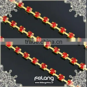 Siam Cup Chain Golden Claw,MOQ 50m Paypal Accepted,sparse Chain,fancy Crystal Trim thumbnail-1
