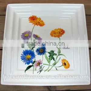 New Square Decal Ceramic Flat Plate thumbnail-1