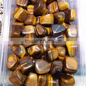 Wholesale Natural Polished Tiger Eyes Tumbled Stone Crystal Macadam for Decoration thumbnail-1