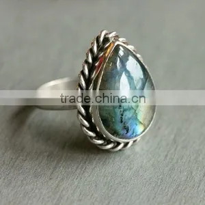 Natural Labradorite Ring 92.5 Sterling Silver Jewellery thumbnail-1