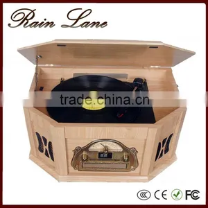 Rain Lane Audio Player Retro Vinyl Record Player With USB SD Cassette thumbnail-1