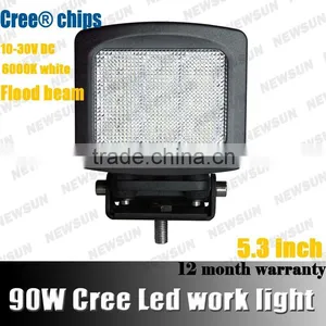 5.3'' 90W LED Work Light Square 4x4 Offroad Truck Flood Spot Headlight Working Lights 9-32V 90W C Ree LED Work Lamp thumbnail-1