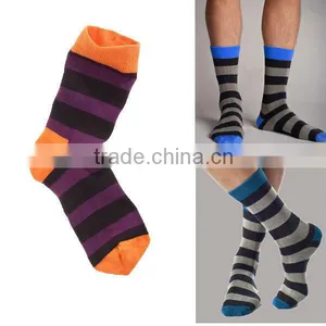 Men Striped Crew Socks With Bright Color Top thumbnail-1