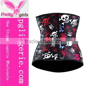 Skull Pattern of Latex Sport Waist Cincher and Waist Trainer Corset thumbnail-3