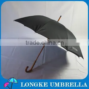 23" *10K High Quality Pongee Fabric Fiberglass Ribs Auto Open Wooden Umbrella thumbnail-1