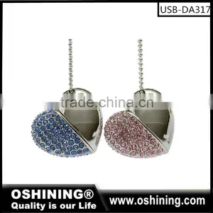 Crystal Heart Diamond Flash MemoryNecklace USB Pen Drive For Gift(USB-DA317) thumbnail-3