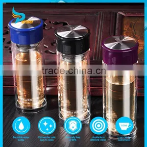 Double Wall Loose Leaf Tea Infuser Custom Popular High-grade Travel Water Bottle Glass thumbnail-1
