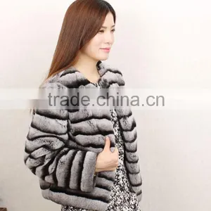 2015 Fashion Women Winter Genuine Rabbit Fur Coat RC11 thumbnail-2