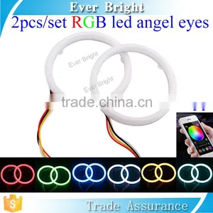 For Car Headlight 12V 2835 95mm Led Ring Lamp Colorful Led Mobile App Wifi Control Rgb Angel Eyes thumbnail-1