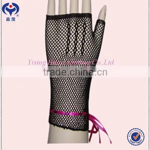 Black Fingerless Fishnet Over the Wrist Gloves thumbnail-1