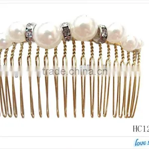 Rhinestone Girls Hair Combs Decorated With Flowers ,fancy Hair Combs With Pearls thumbnail-1