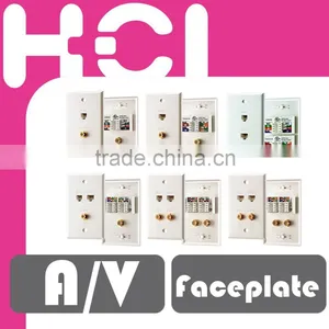 US Type 4 Port Video Voice and RJ45 Cat5e Data Faceplate thumbnail-1