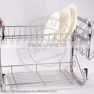 2 Layers E-shaped Wire Iron Dish Rack Dish Holder Dish Drainer thumbnail-1