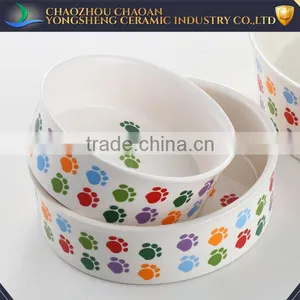 Wholesale Colorful Cat Dog Footprint Decal Ceramic Pet Bowl thumbnail-2